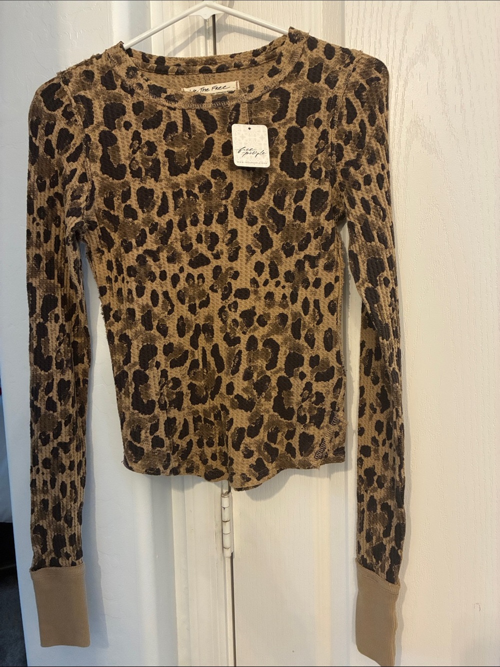 We The Free Leopard Ribbed Long-Sleeve Top - Brown/Black